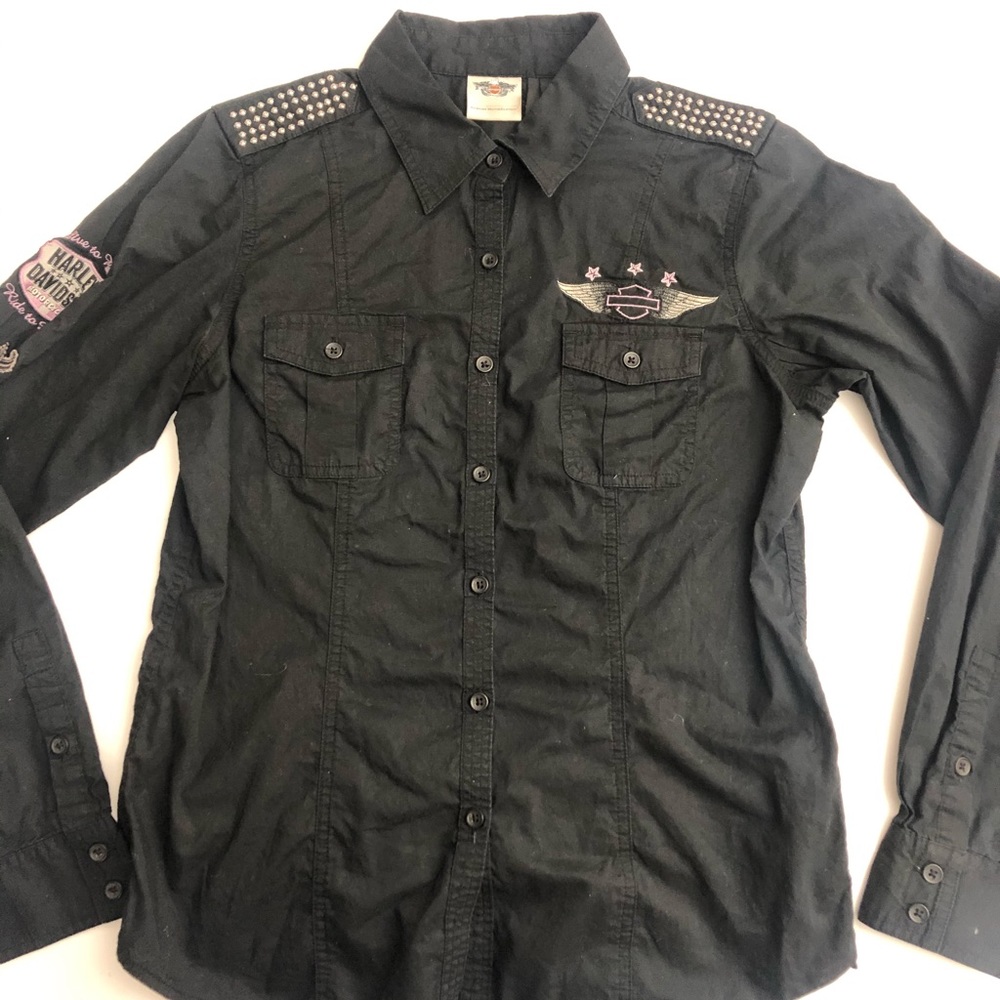 Harley Davidson Live to Ride stud shoulder Shirt